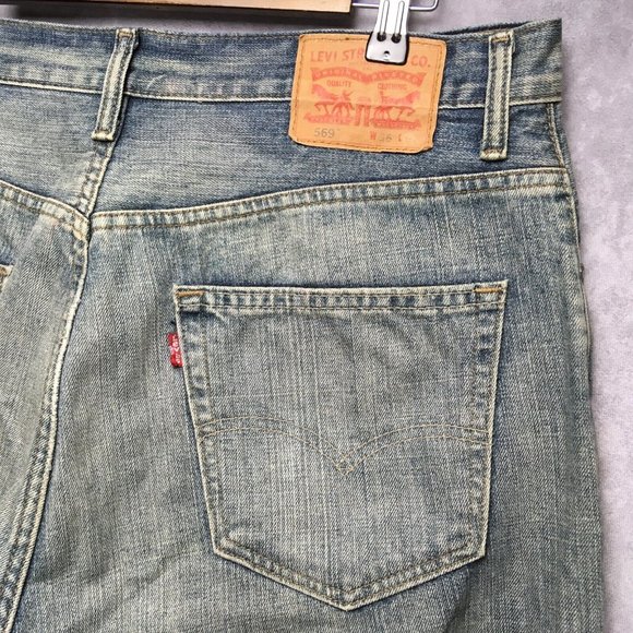 Levis 569 Mens Denim Shorts size 36 Relaxed Straight Fit Blue Jean 100% Cotton - Picture 3 of 11